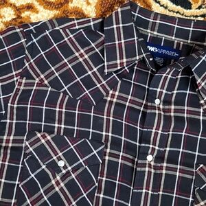 MWG Plaid Western Snap Shirt Cowboy Retro Rodeo 90s Y2K Midwestern Garments 1990